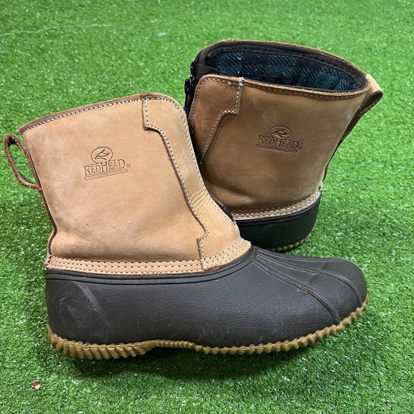 vintage Women's duck boots  SZ 7 Leather Thinsulate Flannel Lined Work Boots - Picture 1 of 8